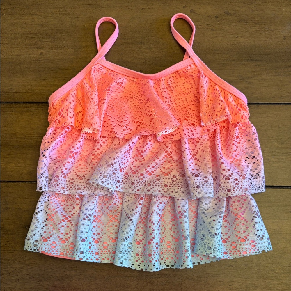 Girls SO Pink and Blue Ruffle Swimsuit - Picture 2 of 5